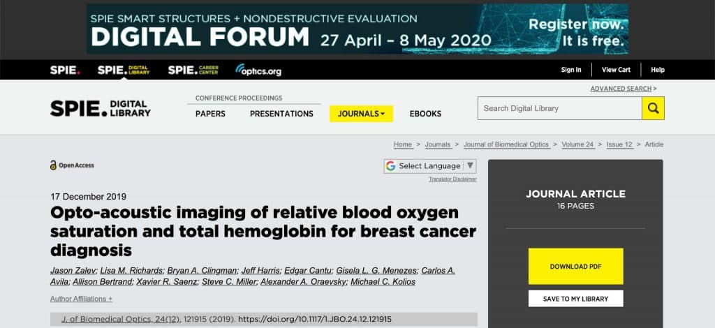 SPIE – Scientific Paper – Flow Control, Oxygenator, and Breast Cancer Diagnosis